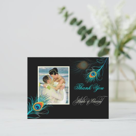 PixDezines pauw dank u / DIY achtergrond kleur Briefkaart (Staand voorkant)