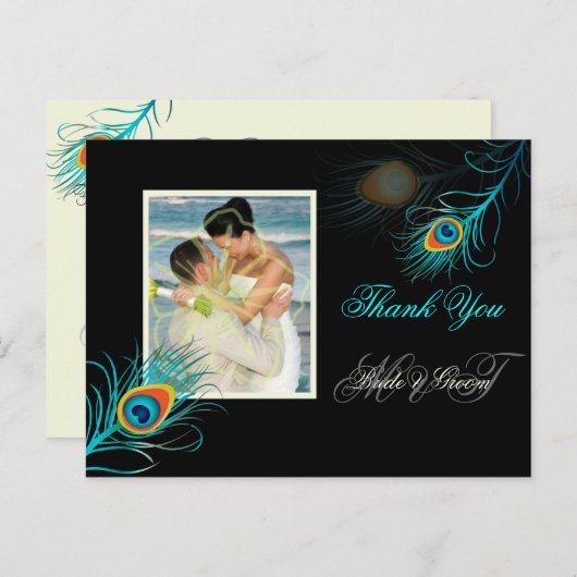 PixDezines pauw dank u / DIY achtergrond kleur Briefkaart (Voorkant / Achterkant)