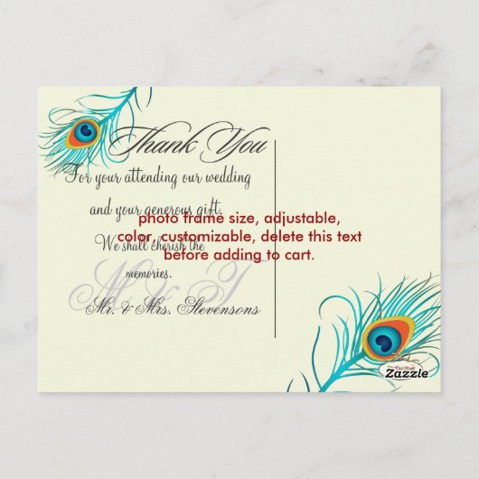 PixDezines pauw dank u / DIY achtergrond kleur Briefkaart (Achterkant)