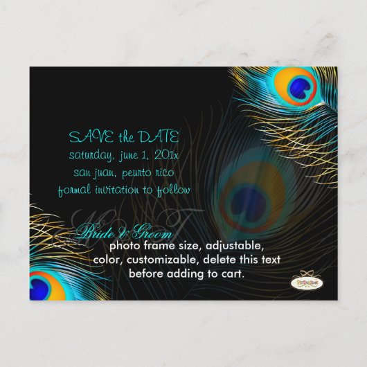 PixDezines pauw/DIY event+achtergrondkleur Aankondigingskaart (Achterkant)