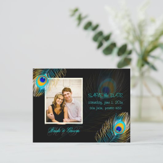 PixDezines pauw/DIY event+achtergrondkleur Aankondigingskaart (Staand voorkant)