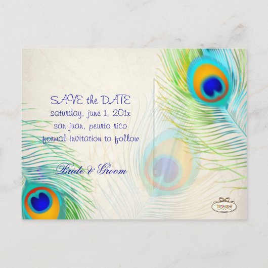 PixDezines pauw/DIY event+achtergrondkleur Aankondigingskaart (Achterkant)