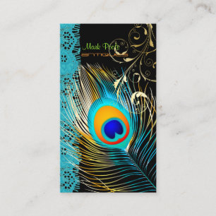 PixDezines Pauw+filigraan+kant/diy achtergrond Visitekaartje