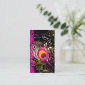 PixDezines Pauw+filigraan+kant/diy achtergrond Visitekaartje (Staand voorkant)