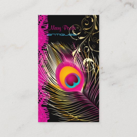 PixDezines Pauw+filigraan+kant/diy achtergrond Visitekaartje (Voorkant)