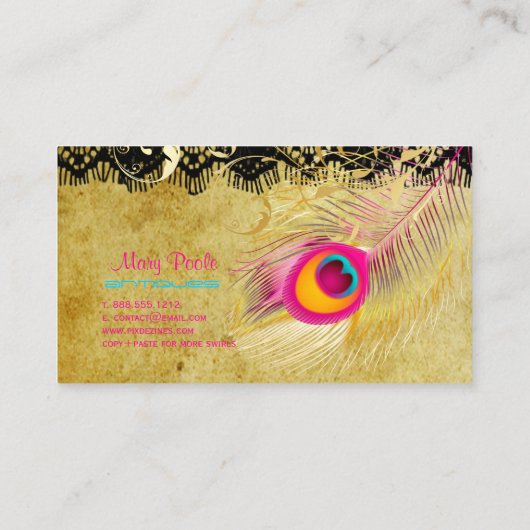 PixDezines  pauw+filigraan wervelingen Visitekaartje (Achterkant)