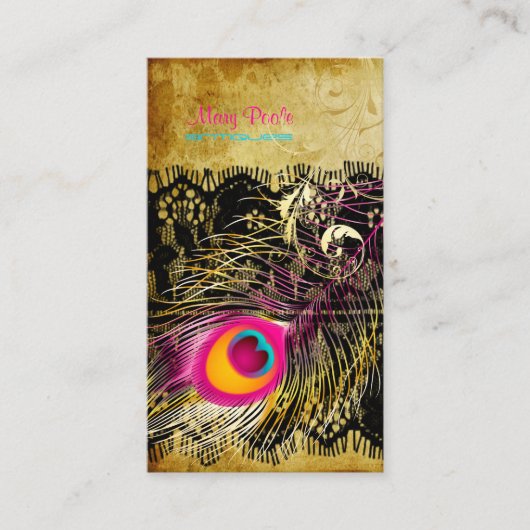 PixDezines  pauw+filigraan wervelingen Visitekaartje (Voorkant)