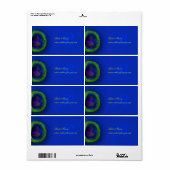 PixDezines pauw oog kobalt blauw Etiket (Full Sheet)