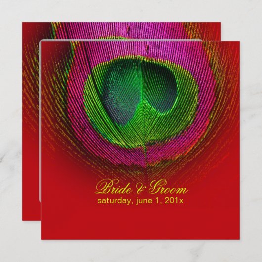 PixDezines pauw-oog/rood+groen Kaart (Voorkant / Achterkant)