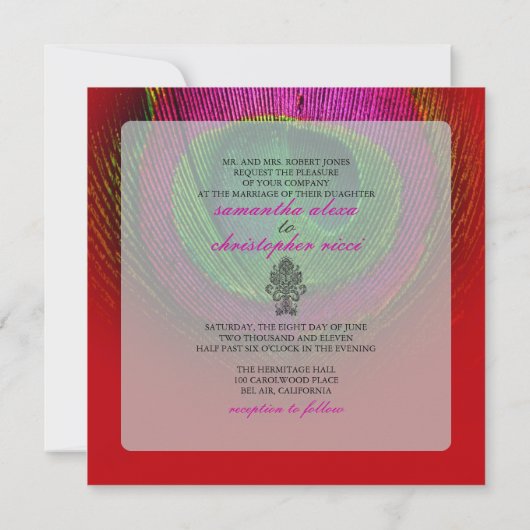 PixDezines pauw-oog/rood+groen Kaart (Achterkant)