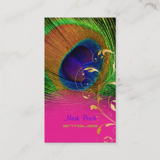 PixDezines Pauw veer+filigraan wervelingen Visitekaartje (Voorkant)