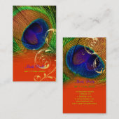 PixDezines Pauw veer+filigraan wervelingen Visitekaartje (Voorkant / Achterkant)