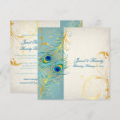 PixDezines pauw veren/blauwgroen Kaart (Voorkant / Achterkant)