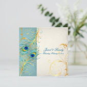 PixDezines pauw veren/blauwgroen Kaart (Staand voorkant)