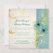 PixDezines pauw veren/blauwgroen Kaart (Achterkant)