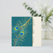 PixDezines pauw veren/blauwgroen Kaart (Staand voorkant)