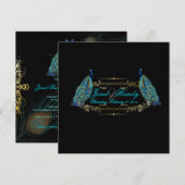 PixDezines pauw veren/blauwgroen Kaart (Voorkant / Achterkant)