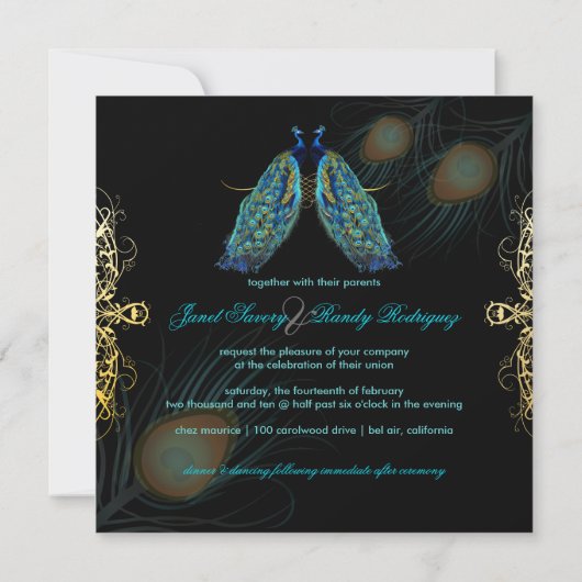 PixDezines pauw veren/blauwgroen Kaart (Achterkant)