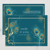 PixDezines pauw veren/blauwgroen Kaart (Voorkant / Achterkant)