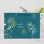 PixDezines pauw veren/blauwgroen Kaart (Staand voorkant)