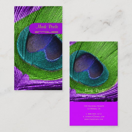 PixDezines pauw vether Visitekaartje (Voorkant / Achterkant)