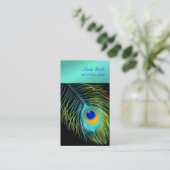 PixDezines pauw vether Visitekaartje (Staand voorkant)