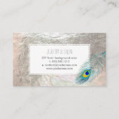 PixDezines pauwenveer/faux zilver Visitekaartje (Achterkant)