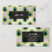 PixDezines pauwenveer/faux zilver Visitekaartje (Voorkant / Achterkant)