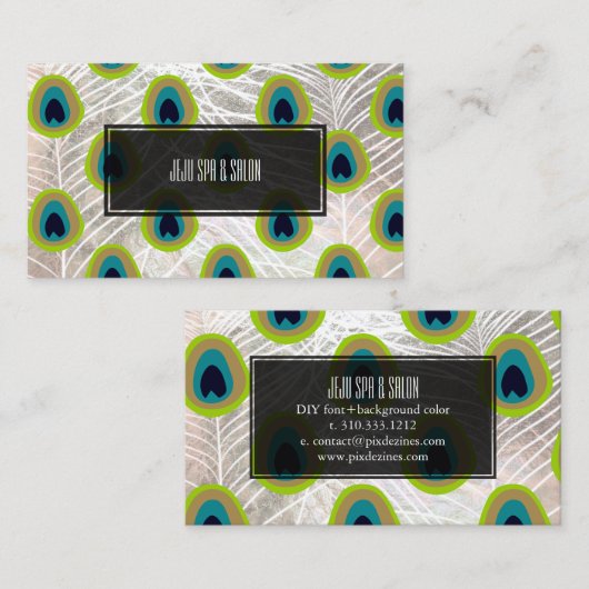 PixDezines pauwenveer/faux zilver Visitekaartje (Voorkant / Achterkant)