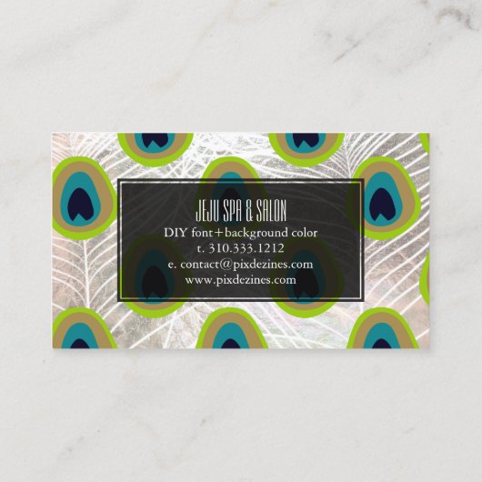 PixDezines pauwenveer/faux zilver Visitekaartje (Achterkant)