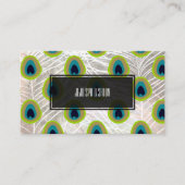 PixDezines pauwenveer/faux zilver Visitekaartje (Voorkant)