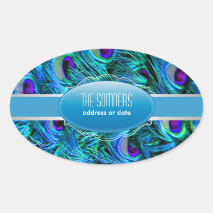 PixDezines pauwenveer Ovale Sticker