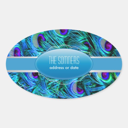 PixDezines pauwenveer Ovale Sticker (Voorkant)