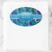 PixDezines pauwenveer Ovale Sticker (Tas)