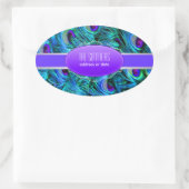 PixDezines pauwenveer Ovale Sticker (Tas)