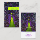 PixDezines pauwenveer/paarse+smaragd Visitekaartje (Voorkant / Achterkant)