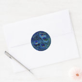 PixDezines pauwenveer Ronde Sticker (Envelop)
