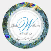 PixDezines pauwenveer Ronde Sticker (Voorkant)