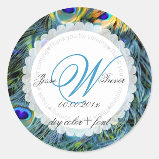 PixDezines pauwenveer Ronde Sticker (Voorkant)