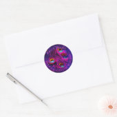 PixDezines pauwenveer Ronde Sticker (Envelop)