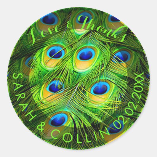 PixDezines pauwenveer Ronde Sticker (Voorkant)