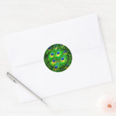 PixDezines pauwenveer Ronde Sticker (Envelop)