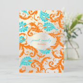 PixDezines pavo damask/coral+aqua Kaart (Staand voorkant)