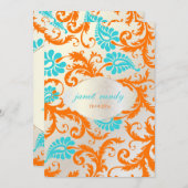 PixDezines pavo damask/coral+aqua Kaart (Voorkant / Achterkant)