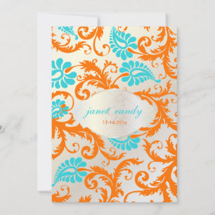 PixDezines pavo damask/coral+aqua Kaart