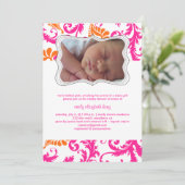 PixDezines pavo damask/geboortenaankondiging/douch Kaart (Staand voorkant)