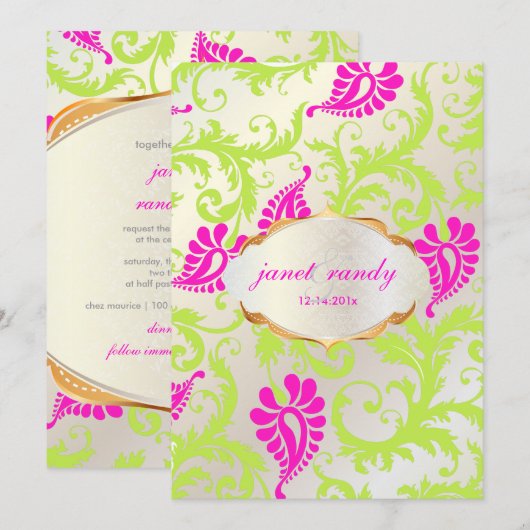 PixDezines pavo damask Kaart (Voorkant / Achterkant)