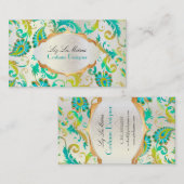 PixDezines pavo damask/pauock blauwgroen Visitekaartje (Voorkant / Achterkant)