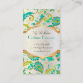 PixDezines pavo damask/pauock blauwgroen Visitekaartje (Achterkant)