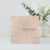 PixDezines  pavo damask/roze champagne Kaart (Staand voorkant)